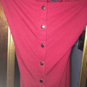 Burgundy Off the Shoulder Midi Dress